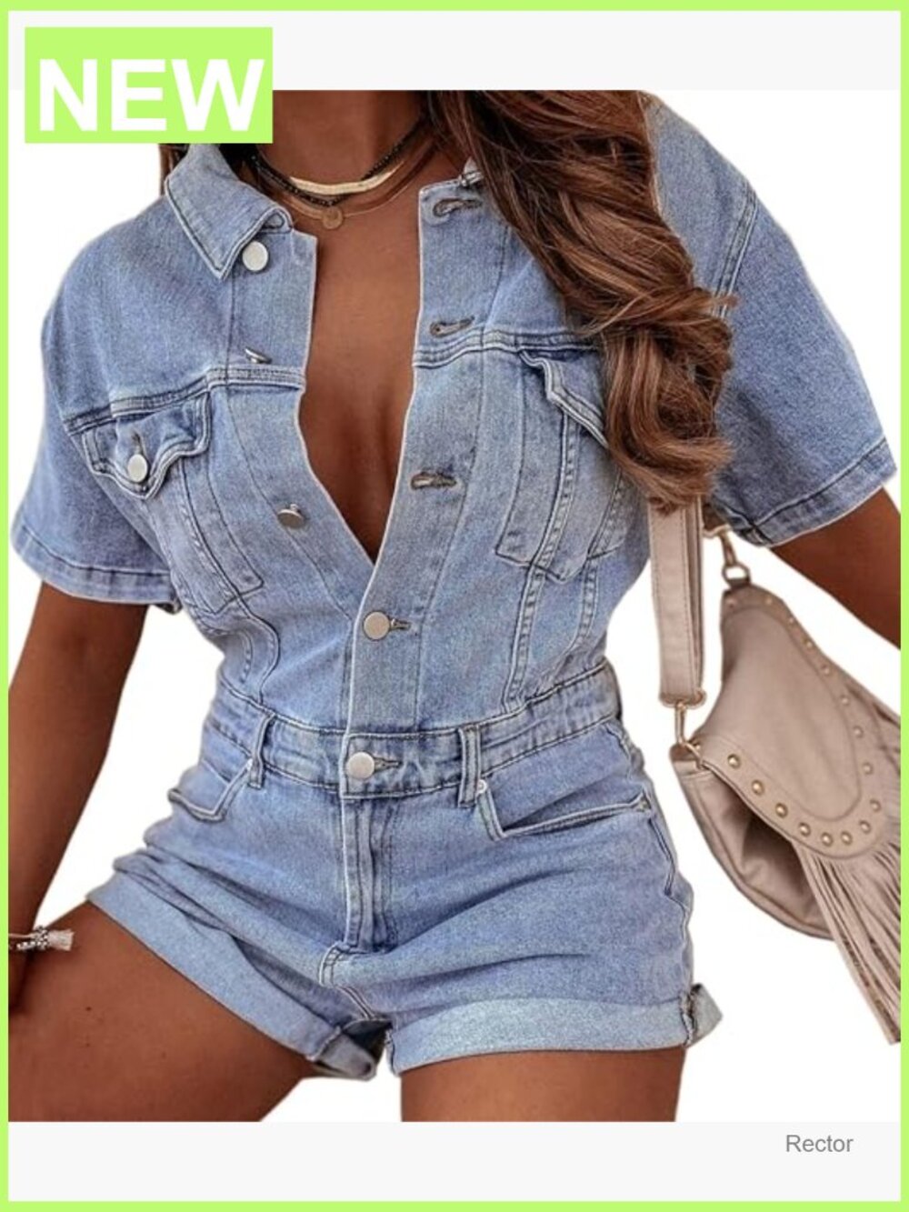 Vintage Distressed Denim Jumpsuit Baggy Short Jean Romper Button Down